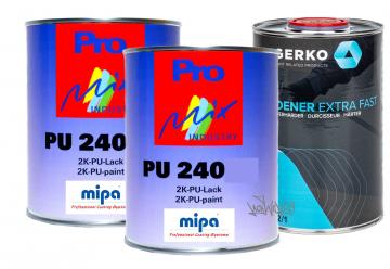 MIPA 2K Lack im RAL-DESIGN  Wunschfarbton 2kg + Gerko Härter extra Kurz 1 Liter, (Glanzstufe nach Wahl)